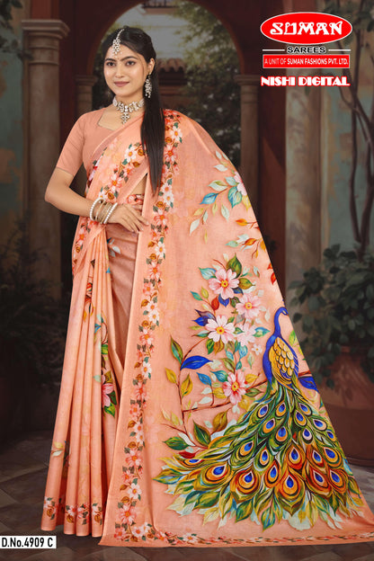 Pure Cotton Digital Print Saree
