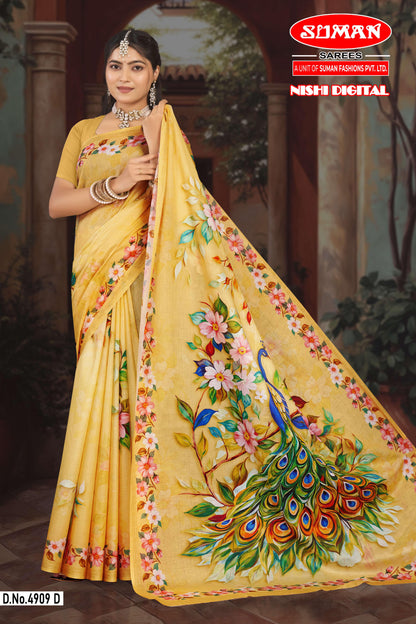 Pure Cotton Digital Print Saree