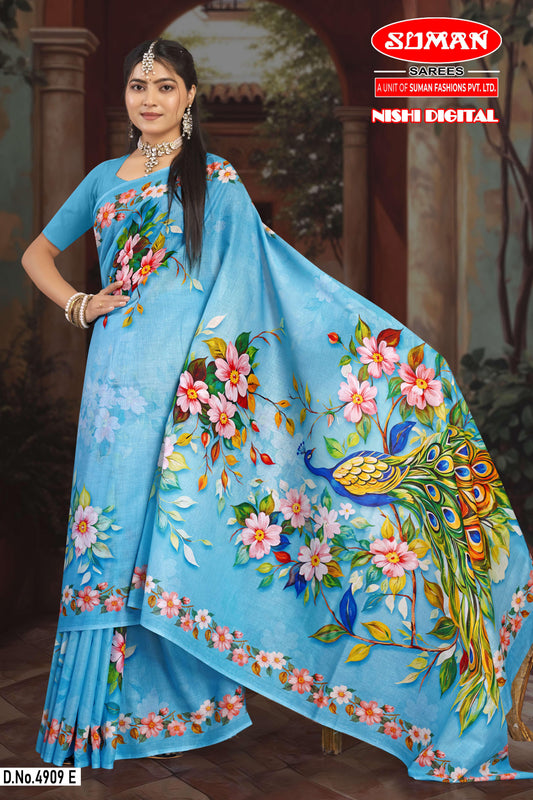 Pure Cotton Digital Print Saree