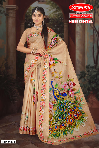 Pure Cotton Digital Print Saree