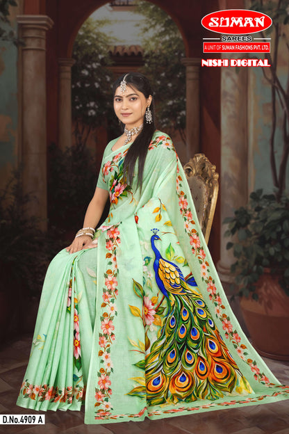 Pure Cotton Digital Print Saree