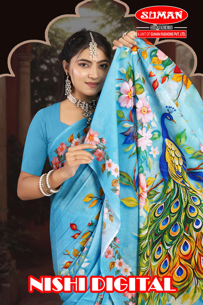 Pure Cotton Digital Print Saree