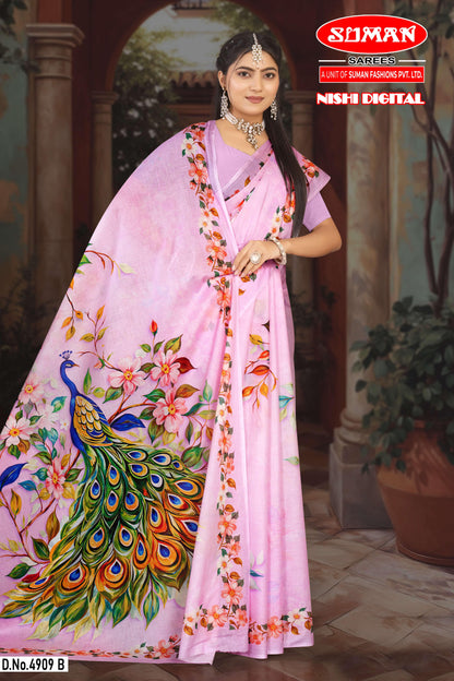 Pure Cotton Digital Print Saree